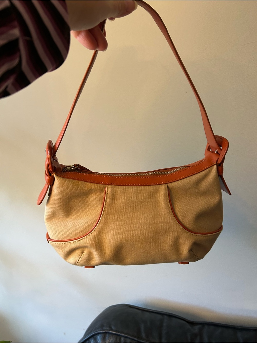 Leather-Trim Tan Shoulder Bag - Classic Women's Tote